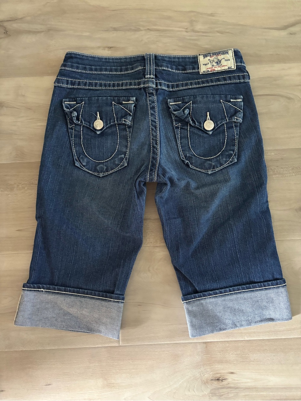 True Religion Indigo Cropped Cuffed Jeans